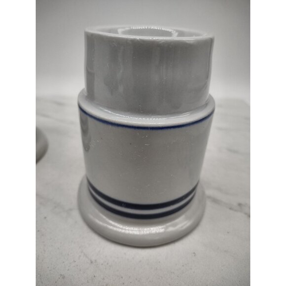 2 Vintage Dansk Blue Hurricane Lamp Votive Candle Holders Stripe No Globes *READ - Picture 7 of 11